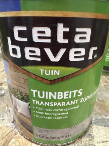 Cetabever tuinbeits - vergrijsd wit 031 transparant zijde..., Wit, Nieuw, Beits, Ophalen of Verzenden