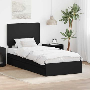 vidaXL Opslag bed met lade met opslag Zwart 90 x 190 cm, Huis en Inrichting, Slaapkamer | Bedden, Verzenden, Nieuw, Zwart, Hout