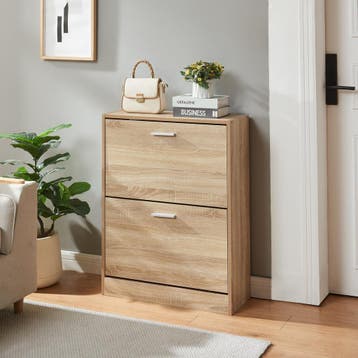 Schoenenkast Sykkylven 2 kleppen sonoma eiken 81x63x24 cm [e, Verzenden, Nieuw
