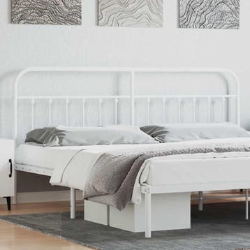 vidaXL Vervangend hoofdbord metaal wit 200 cm, Verzenden, Nieuw, Wit, Metaal