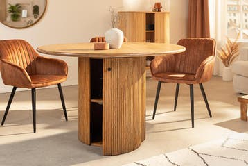Ronde eettafel TRES CHIC 120cm bruin mangohout massief hout, Huis en Inrichting, Tafels | Eettafels, Ophalen of Verzenden, Nieuw