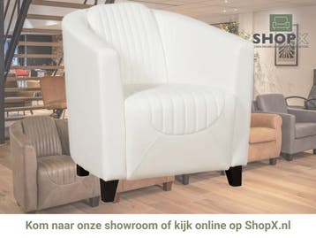 Leren fauteuil Press Special - Toledo Purewhite (wit) -, Nieuw, Ophalen of Verzenden, Eigentijds, Klassiek, Retro, Romantisch, Vintage