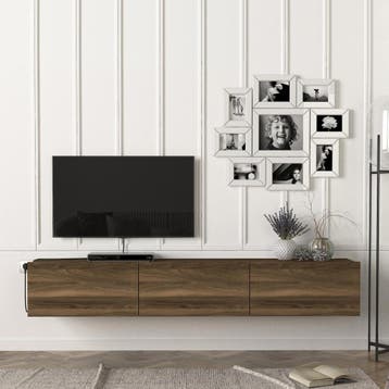 [en.casa] Tv-meubel Vihti zwevend 180x31x29,5 cm walnootkleu, Verzenden, Nieuw