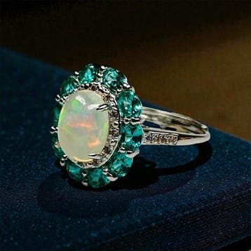 Zonder minimumprijs - Ring 925 Zilver Opaal - Topaas, Sieraden, Tassen en Uiterlijk, Ringen, Nieuw