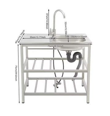 Utility Spoelbak van RVS met Onderrek voor Werkruimte, Huis en Inrichting, Badkamer | Badkamermeubels, Verzenden, Nieuw