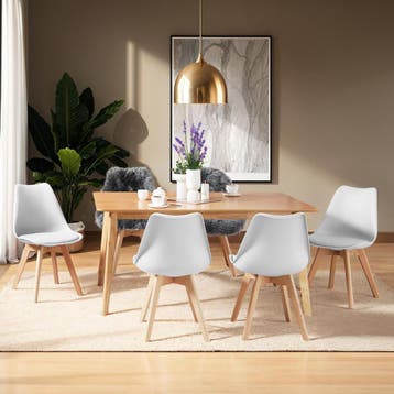 Eetkamerstoelen Frederikke - wit, Set van 6, Verzenden, Nieuw