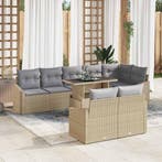vidaXL Tuin Sofa Set met kussen 9 pcs Beige en Licht Grijs, Tuin en Terras, Tuinsets en Loungesets, Verzenden, Nieuw, Rotan, Meer dan 8 zitplaatsen
