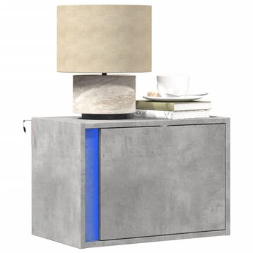 vidaXL Nachtkastje met LEDs wandgemonteerd betongrijs, Minder dan 45 cm, Verzenden, Nieuw, Minder dan 55 cm