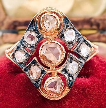 Zonder minimumprijs - Ring - 9 kt. Roségoud, Zilver Diamant, Nieuw