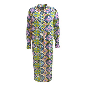 Milano Italy • midi jurk lime print • 36, Verzenden, Maat 36 (S), Groen, Milano Italy