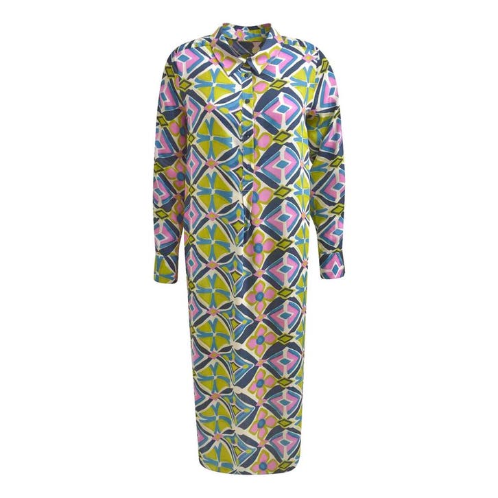 Milano Italy • midi jurk lime print • 36, Kleding | Dames, Jurken, Groen, Nieuw, Maat 36 (S), Verzenden