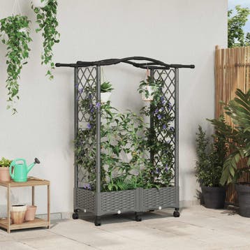 vidaXL Verhoogd Bed met Trellis en Dak Lichtgrijs 124 x 40 x, Verzenden, Nieuw, Minder dan 60 cm, 60 cm of meer
