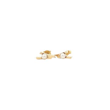 Gouden oorstekers met parel 14 karaat, Sieraden, Tassen en Uiterlijk, Verzenden, Zo goed als nieuw, Goud