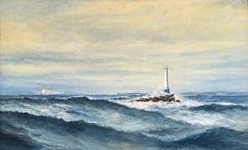 H.A. Jaarsma (XX) - Zicht op vuurtoren in storm