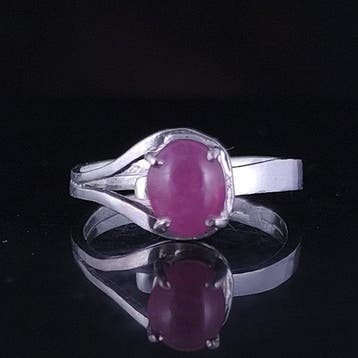 Robijn - Zilver - Ring met amulet - Verstelbare ring