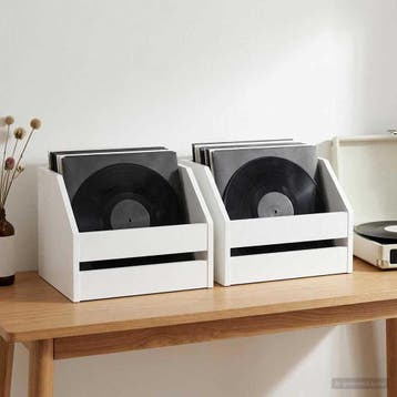 vidaXL Vinyl Album Doos 2 st Wit 38 x 30 x 29 cm Bewerkt, Verzenden, Nieuw