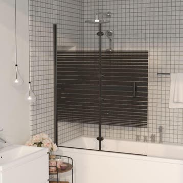 vidaXL Douchewand inklapbaar 100x140 cm ESG zwart, Doe-het-zelf en Verbouw, Sanitair, Verzenden, Nieuw