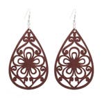African Print Earrings | Bruine symbool wooden earrings, Ophalen of Verzenden, Nieuw