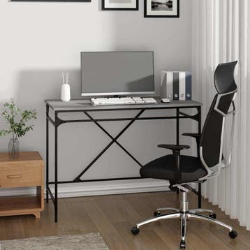 vidaXL Bureau 100x50x75 cm bewerkt hout en ijzer grijs, Huis en Inrichting, Verzenden, Nieuw