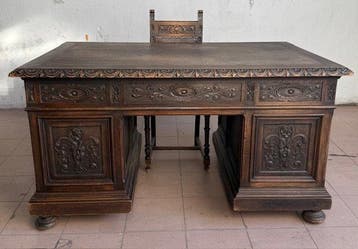 artigiato italiano - Bureauset (2) - Hout (Walnoot), Leder