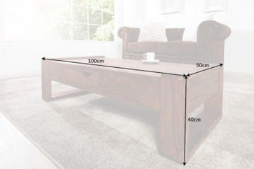 Massief houten salontafel MARKANT 100cm Sheesham met lade, Ophalen of Verzenden, Nieuw
