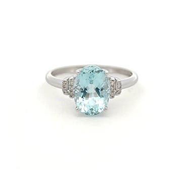 Ring - 14 karaat Witgoud - 1.99ct. tw. Aquamarijn - Diamant, Sieraden, Tassen en Uiterlijk, Nieuw