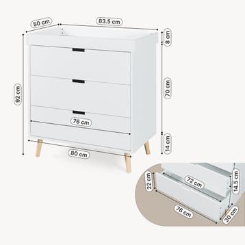 Luiercommode Sallinrar met verschoonblad 92x84x50 cm wit [en, Verzenden, Nieuw
