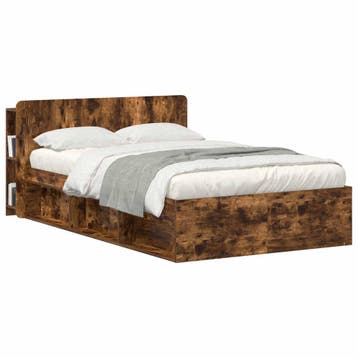 vidaXL Hoofdeinde kas met opslag Gerookt eiken Bewerkt hout, Verzenden, Nieuw, Bruin, Hout