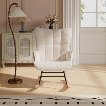 Comfortabele Schommelstoel met Teddy Stof - Zachte Lounge Ch, Verzenden, Nieuw