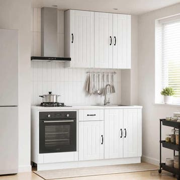 vidaXL Keukenblok LUCCA 5 st Hoogglans Wit Bewerkt hout, Verzenden, Nieuw, Wit