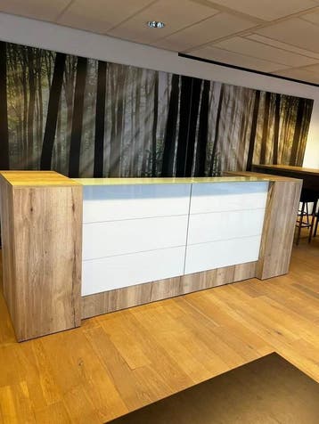 MANAGE-IT balie, natuur eiken, 288cm breed, Overige plaatsen, Ophalen of Verzenden, Nieuw in verpakking, Overige typen