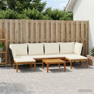 vidaXL 7 st Massief acaciahout & touw Naturel, Verzenden, Nieuw, 7 zitplaatsen