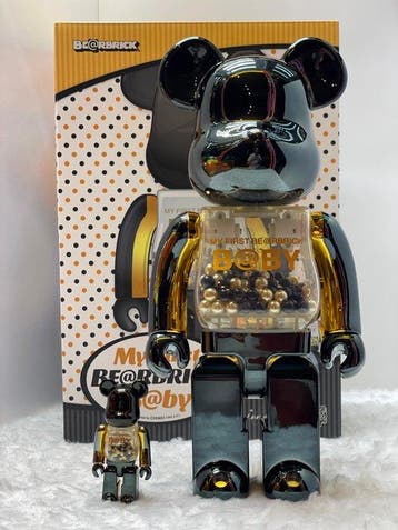 Medicom toy - BE@RBRICK 400% & 100% My first baby (gold &