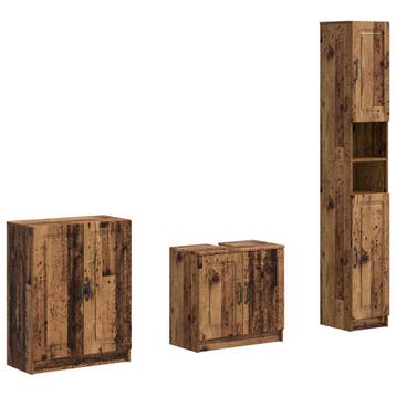 vidaXL 3-delige badkamerkast set UTRECHT Oud hout Bewerkt, Verzenden, Nieuw