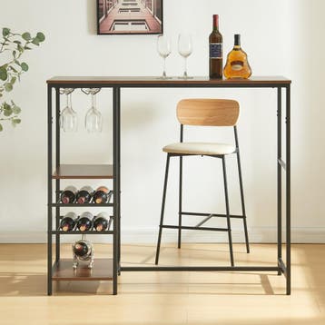 Bartafel Stjørdal 120x40x105 cm zwart en walnootkleurig [en., Huis en Inrichting, Tafels | Statafels, Verzenden, Nieuw