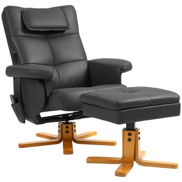 TRUUSK Relaxstoel met Ligfunctie en Massage - Inclusief Kruk, Verzenden, Nieuw