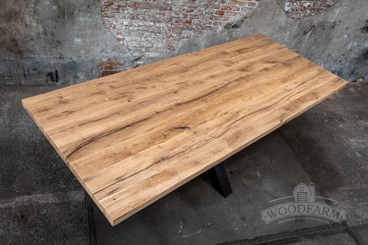 Oud eiken eettafel | recht | ovaal | rond, Huis en Inrichting, Tafels | Eettafels, 50 tot 100 cm, 200 cm of meer, Nieuw, Eikenhout
