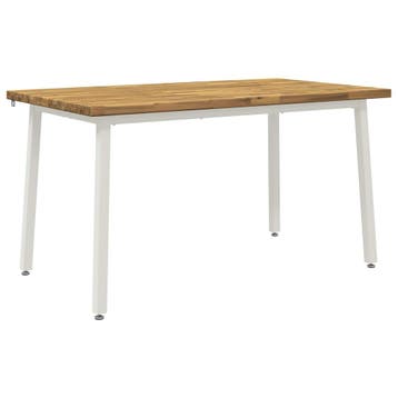 vidaXL 140 x 70 x 75 cm Massief Acaciahout Natuurlijk en Wit, Verzenden, Nieuw