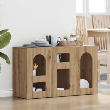 vidaXL Dressoir ELST Artisan Eiken 100 x 35 x 59 cm Bewerkt, Verzenden, Nieuw, Overige houtsoorten, Minder dan 50 cm