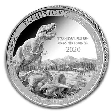 Congo Prehistoric Life Tyrannosaurus Rex 1 oz 2020, Verzenden, Overige landen, Losse munt, Zilver
