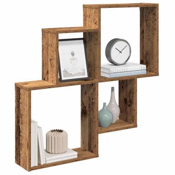 vidaXL Wandschap 80x15x78,5 cm bewerkt hout oud houtkleurig, Huis en Inrichting, Woonaccessoires | Wandplanken en Boekenplanken