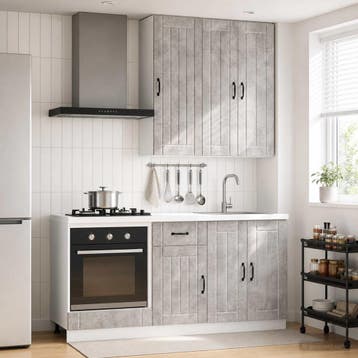 vidaXL Keukenblok LUCCA 5 st Betongrijs Bewerkt hout, Verzenden, Nieuw, Grijs