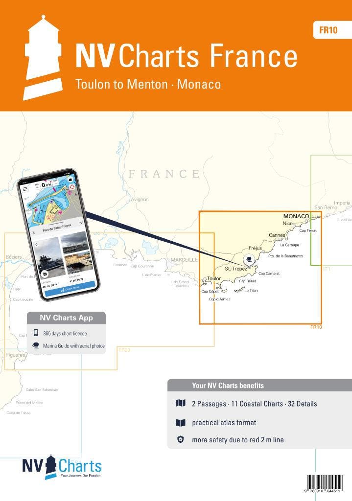 NV Charts Frankrijk FR 10 - Toulon naar Menton - Monaco, Watersport en Boten, Accessoires en Onderhoud, Nieuw, Ophalen of Verzenden