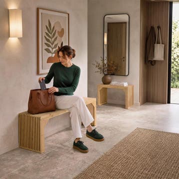 Hocker/zitbank Ribb, lamellenlook, belastbaar tot 350 kg, Huis en Inrichting, Verzenden, Nieuw