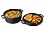 Veiling - Gietijzeren Braadpan 26 cm - Deksel 4,8L – 2-in-, Nieuw