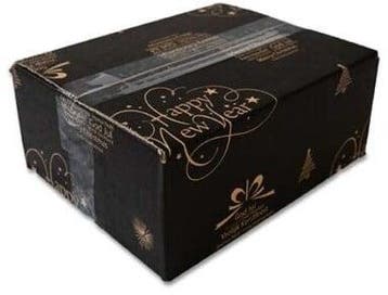 Kerstdoos l kerstpostdoos zwart-bruin strik enkel golf, Ophalen of Verzenden, Nieuw