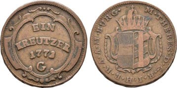 1 Kreuzer 1771 G Habsburg Maria Theresia 1740-1780, Verzenden