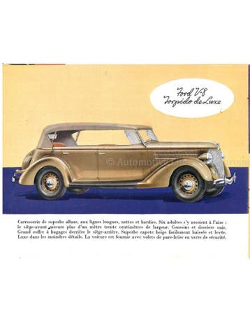 1936 FORD V8 BROCHURE FRANS, Nieuw, Author