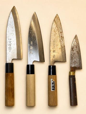Keukenmes - Staal, Hout - Japan - Restauratie