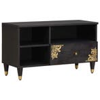 vidaXL TV-kast met lade Zwart 80 x 33 x 46 cm Massief Mango, Verzenden, Nieuw